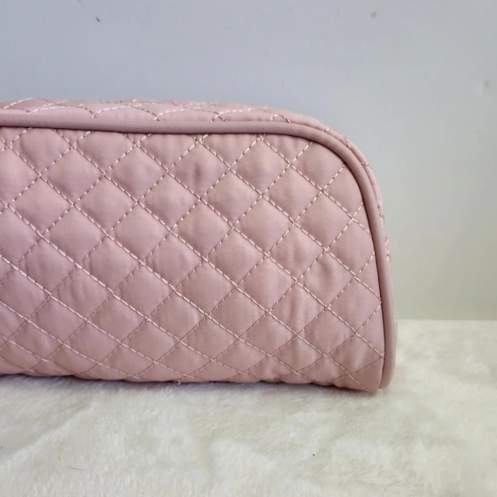 Lovevook Pink Quilted Toiletry Travel Makeup Cosmetic Bag Pouch